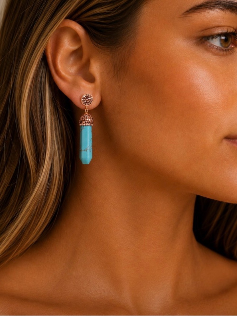 Elegant Blue and Gold Drop Earrings